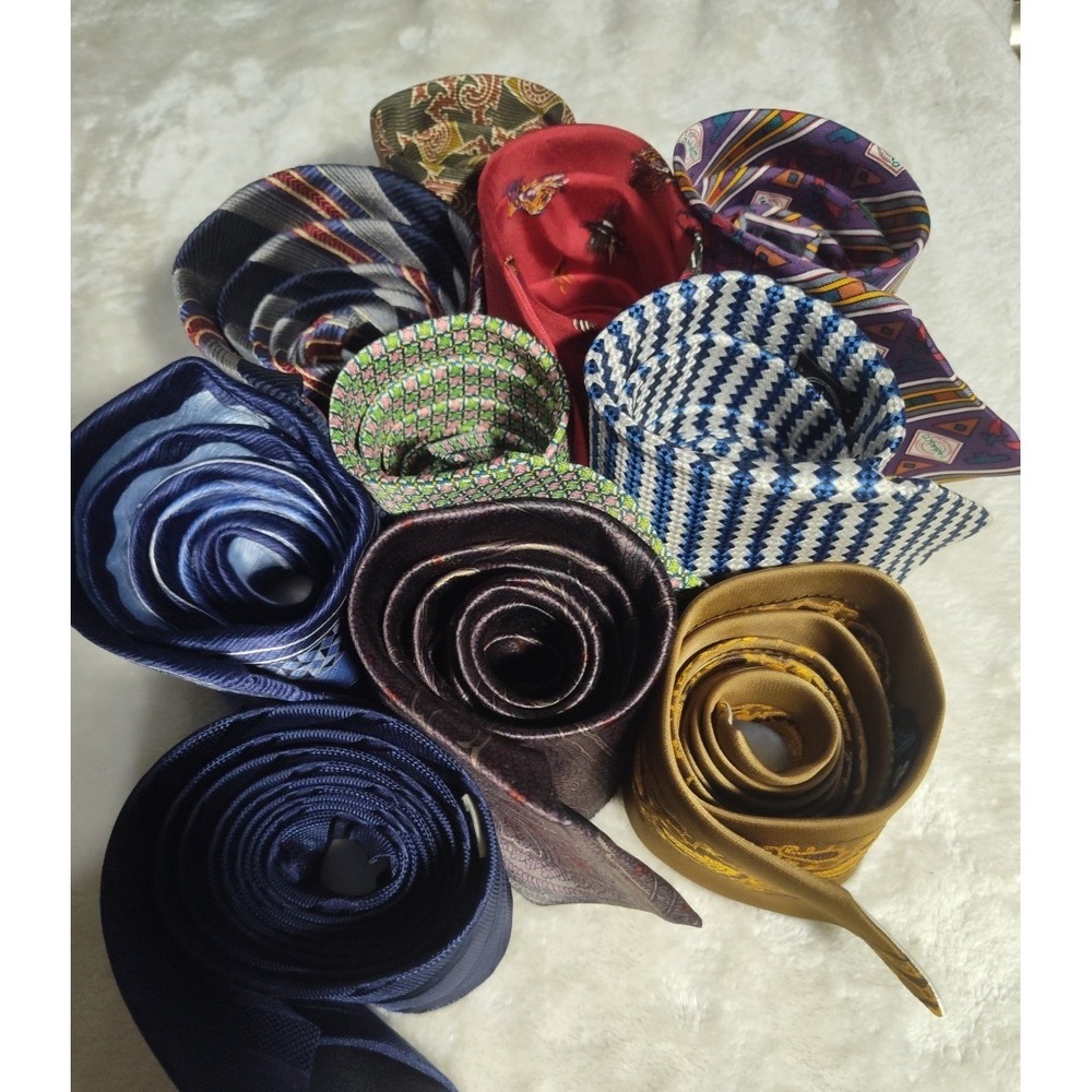 Lot of 10 Silk Neck Ties Assorted Colors & Brands